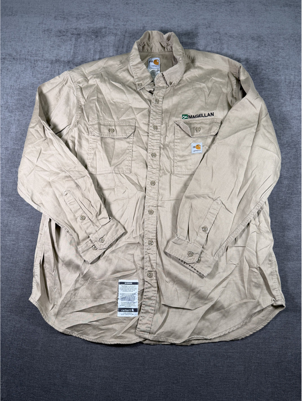 Carhartt Flame-Resistant Work Shirt 2XL Regular Beige Cotton Nylon